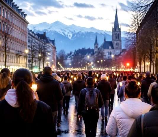 Grenoble erhebt sich im Stillen – Eine Stadt sucht ihre Stimme gegen die Gewalt Schweigemarsch-Grenoble_Illustration