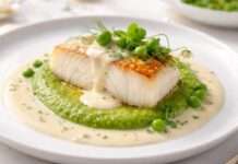 Ostern in der modernen französischen Küche: Skrei mit Beurre Blanc und Erbsenpüree Skrei-mit-Beurre-Blanc-und-Erbsenpüree