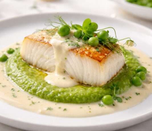 Ostern in der modernen französischen Küche: Skrei mit Beurre Blanc und Erbsenpüree Skrei-mit-Beurre-Blanc-und-Erbsenpüree