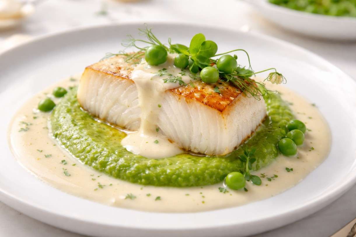 Ostern in der modernen französischen Küche: Skrei mit Beurre Blanc und Erbsenpüree