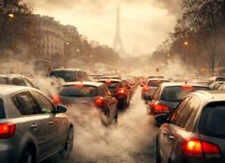 Kommentar: Freie Fahrt für schlechte Luft – Frankreichs Parlament kapituliert vor der Bequemlichkeit Smog-in-Paris_Illustration