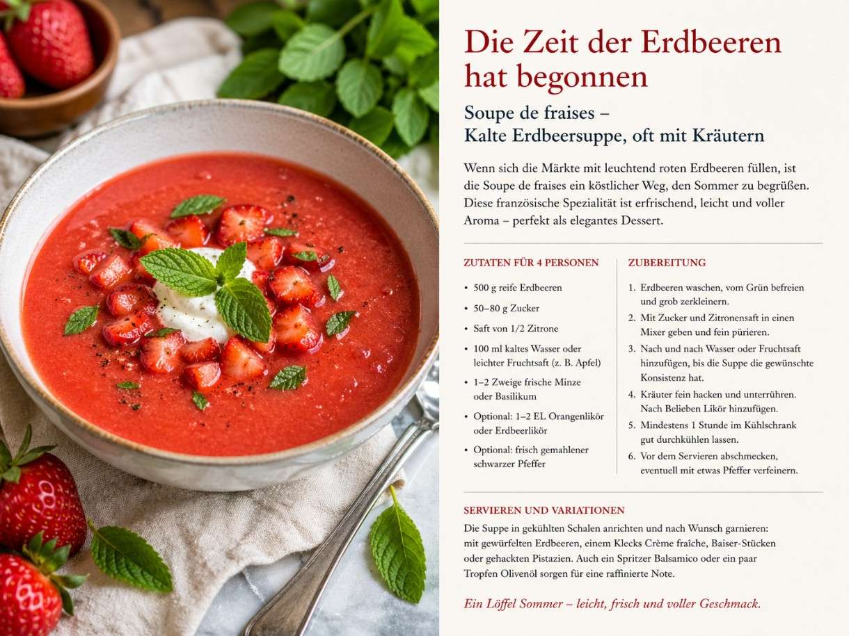 Die Zeit der Erdbeeren hat begonnen - Soupe de fraises