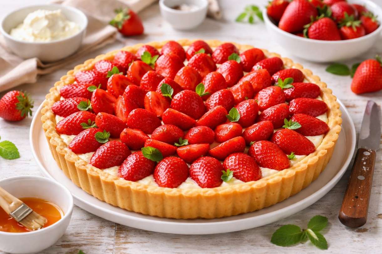 Die Zeit der Erdbeeren hat begonnen - Tarte aux fraises