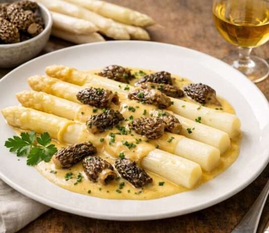 Es ist Spargelzeit: Weißer Spargel mit Morcheln und Vin jaune-Sauce Weißer-Spargel-mit-Morcheln-und-Vin-jaune