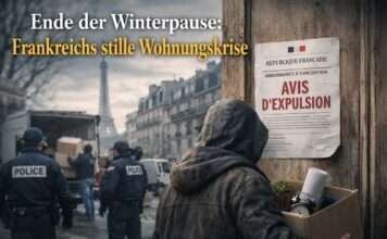 Wenn der Schutz endet: Frankreichs stille Wohnungskrise nach der Winterpause Zwangsräumungen_Illustration