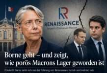 Borne geht – und zeigt, wie porös Macrons Lager geworden ist Borne-Attal-Macron_Illustration