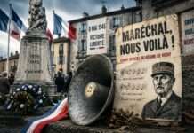 Mitten am 8. Mai: Wenn der Geist von Vichy plötzlich wieder aus den Lautsprechern kriecht Carpentras-Petain-8-Mai-Provokation_Illustration