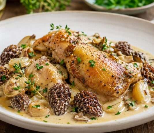 Coq au Vin Blanc mit Morcheln Coq-au-Vin-Blanc-mit-Morcheln