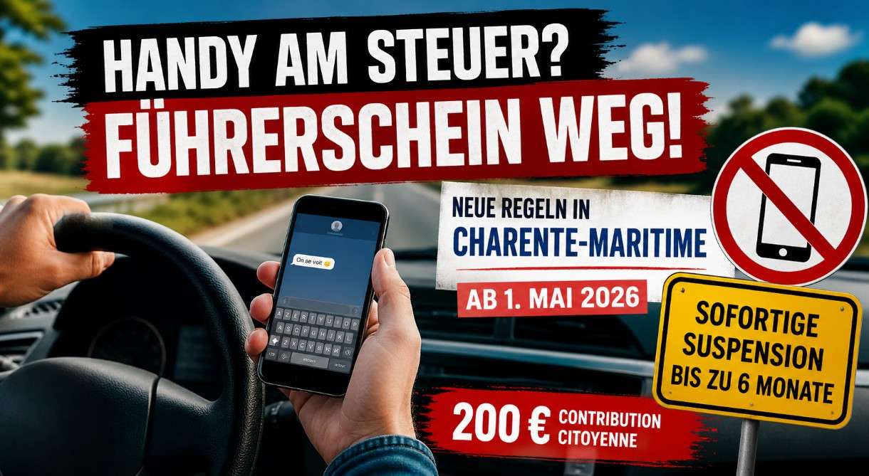 Wenn ein Griff zum Handy den Führerschein kostet: Auch Charente-Maritime verschärft die Regeln