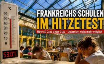 Tropische Schule: Klassenräume erhitzen sich auf 50 Grad Hitze-Schule-Glasdach_Illustration