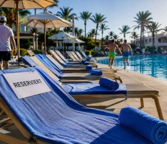 Der Krieg um die Liegen – und ein deutscher Urlauber, der sich nicht mehr alles gefallen ließ Hotel-Pool-Krieg-der-Liegen_Illustration
