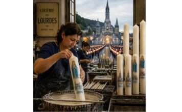 Wachslicht und Weltgeschehen Kerzenfabriken-Lourdes_Illustration