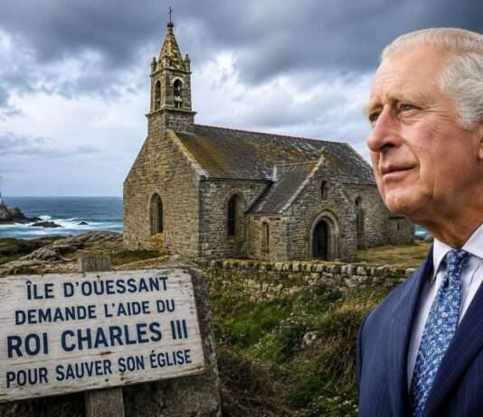 Wenn der Atlantik an den Mauern rüttelt: Ouessant hofft auf Hilfe aus Buckingham Palace König-Charles-Kirche_Quesssant_Illustration