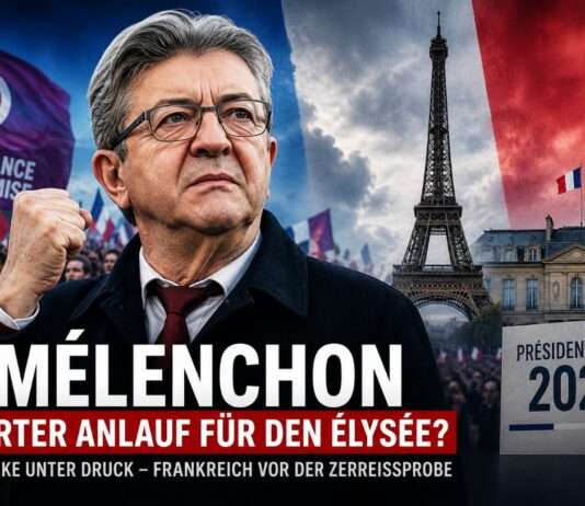 Mélenchon wagt den vierten Anlauf – und verschärft die strategische Krise der französischen Linken Melenchon-Präsidentschaftswahl_Illustration
