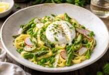 Pâtes fraîches mit Frühlingsgemüse und Burrata Pâtes-fraîches-mit-Frühlingsgemüse-und-Burrata