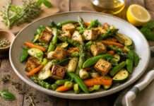 Frühling auf dem Teller: Poêlée de légumes mit Tofu und Kräutern der Provence Poêlée-de-légumes-mit-Tofu-und-Kräutern-der-Provence
