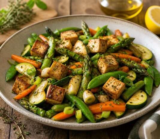 Frühling auf dem Teller: Poêlée de légumes mit Tofu und Kräutern der Provence Poêlée-de-légumes-mit-Tofu-und-Kräutern-der-Provence