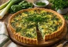 Frühling auf dem Teller: Quiche verte moderne mit Lauch, Spinat & Kräutern Quiche-verte-moderne-mit-Lauch-und-Spinat-&-Kräutern