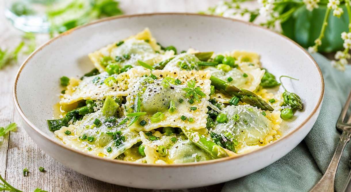 Ravioles gefüllt mit Ricotta und Frühlingsgemüse – ein Frühlingsgedicht aus der französischen Küche