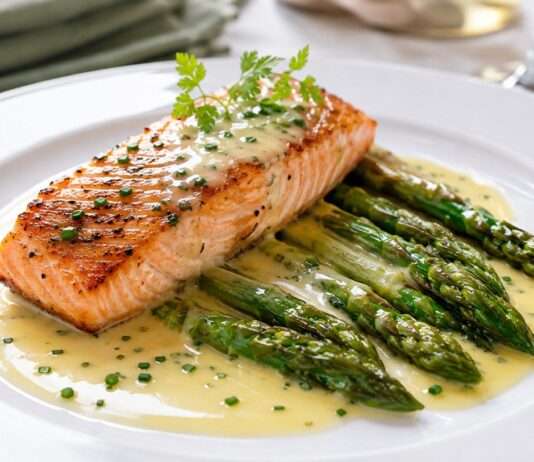 Saumon grillé mit Spargel und Beurre blanc Saumon-grillé-mit-Spargel-und-Beurre-blanc