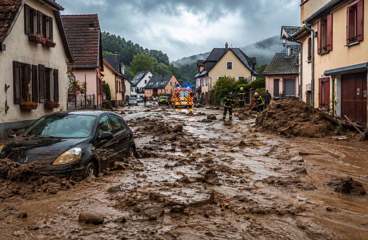 Schlammlawine nach Unwettern: Elsässisches Dorf versinkt im braunen Strom