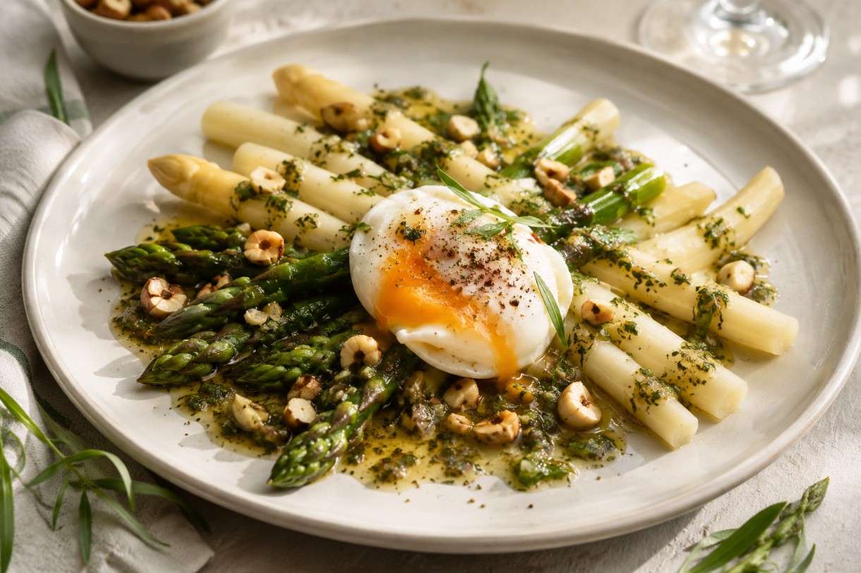 Spargel à la Parisienne mit Estragon-Vinaigrette