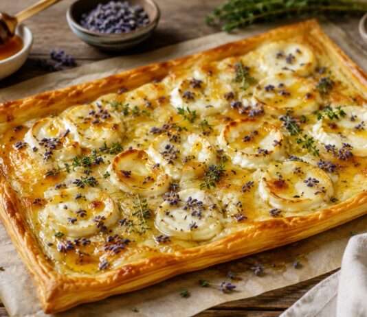 Tarte fine mit Ziegenkäse, Honig & Lavendel Tarte-fine-mit-Ziegenkäse-und-Honig-&-Lavendel