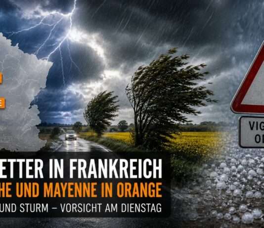 Gewitterfront über Frankreich: Wenn der Frühling seine unruhige Seite zeigt Wetterwarnung-Sarthe_Mayenne_Illustration