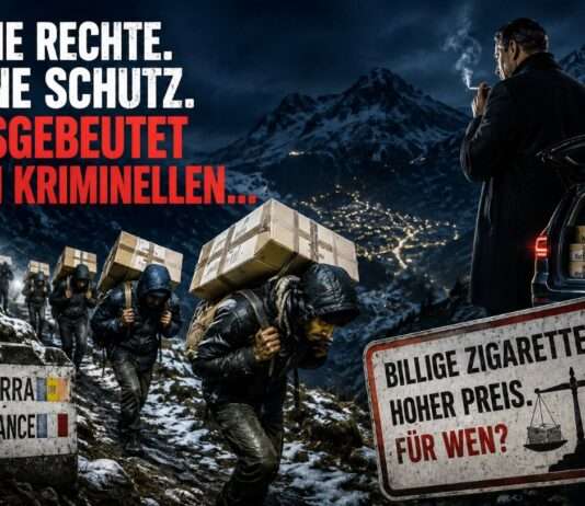 Menschen als Lasttiere – und Europa schaut weg Zigarettenschmuggel_Migranten_Illustration