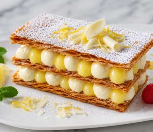 Zitronen-Millefeuille mit weißer Schokolade Zitronen-Millefeuille-mit-weißer-Schokolade