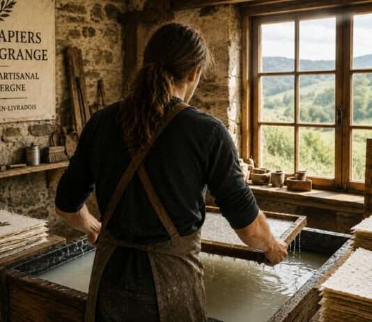 Der Mann, der dem Papier seine Seele zurückgibt Papierherstellung-Artisanal-Auvergne_Illustration