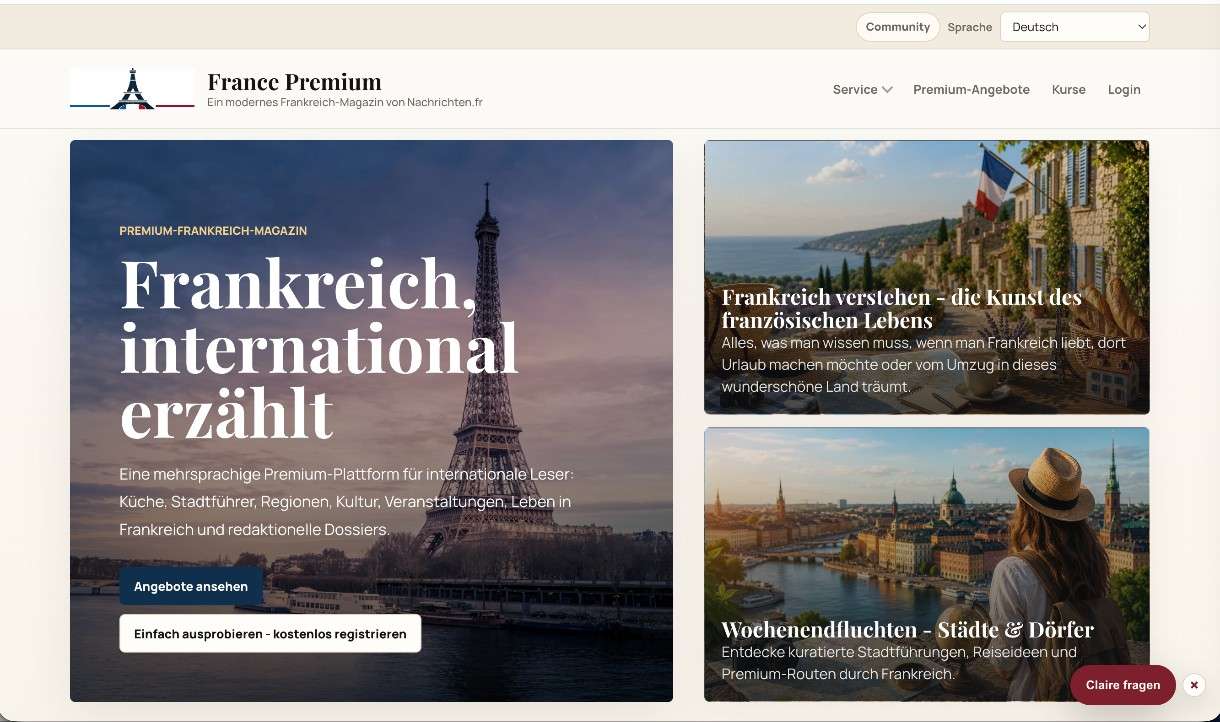 Abonnent bei nachrichten.fr? Dann gehört Ihnen auch premium.frankreich.news