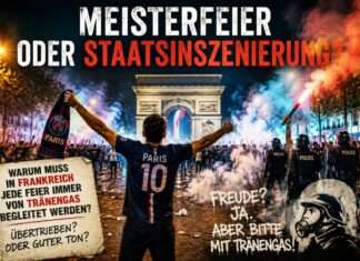 Kommentar: Zwischen Meisterfeier und Tränengas – Frankreichs seltsame Tradition der Eskalation Keine-Feier-ohne-Tränengas_Illustration