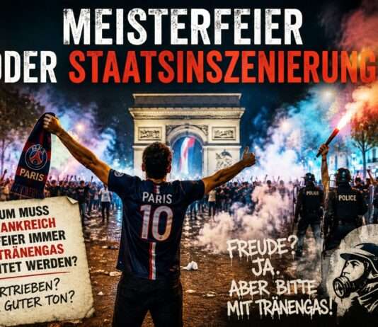 Kommentar: Zwischen Meisterfeier und Tränengas – Frankreichs seltsame Tradition der Eskalation Keine-Feier-ohne-Tränengas_Illustration