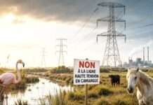 Camargue im Konflikt: Arles mobilisiert gegen die Stromtrasse durch ein einzigartiges Naturparadies Stromtrasse-Camargue_Illustration