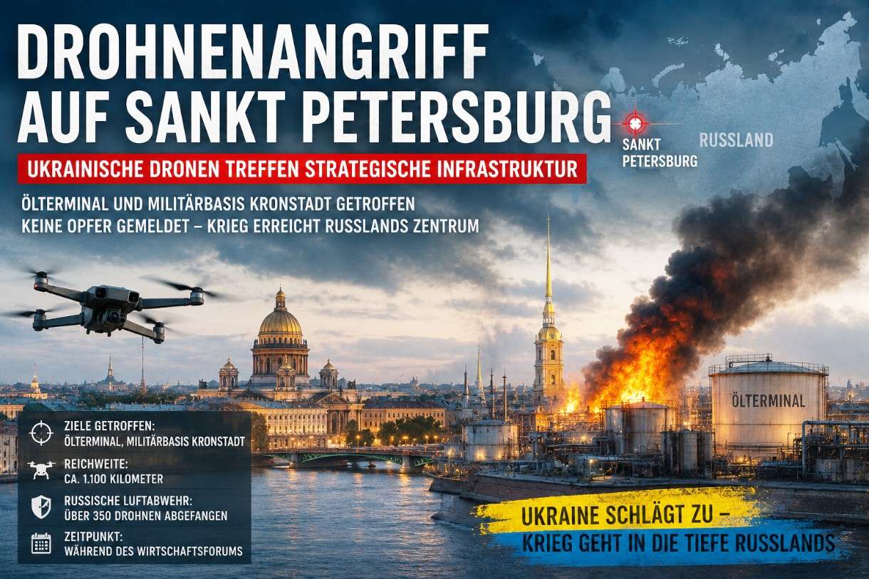 Ukrainische Drohnen erreichen Sankt Petersburg – Der Krieg rückt tiefer nach Russland